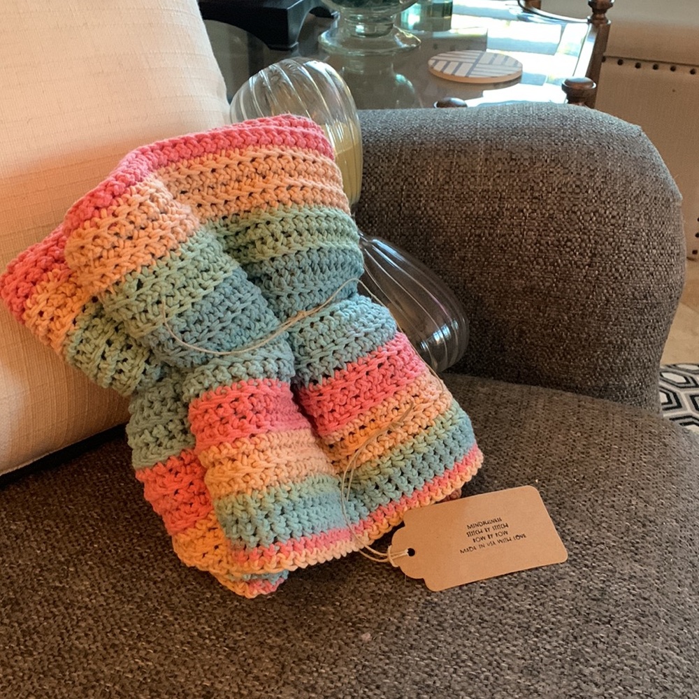 “Stripes of Chalk” child’s blanket lovingly made by hand in the USA